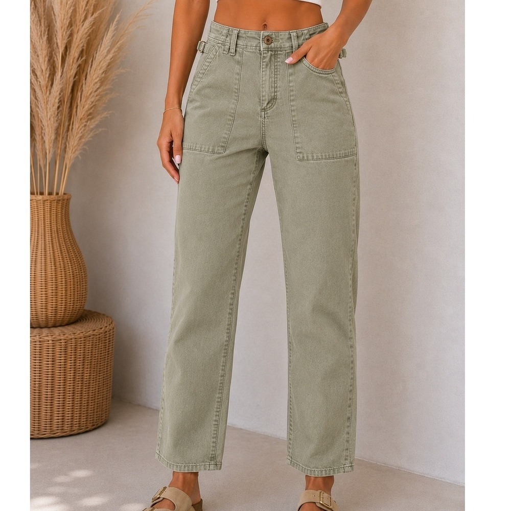 Hei Hei Anthropologie Women Sage Green Utility Skinny Cargo Pant Waist Buckle 29 - Picture 1 of 14